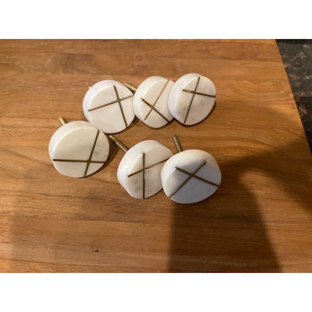 6 Marble Round Knob -Drawer Pulls